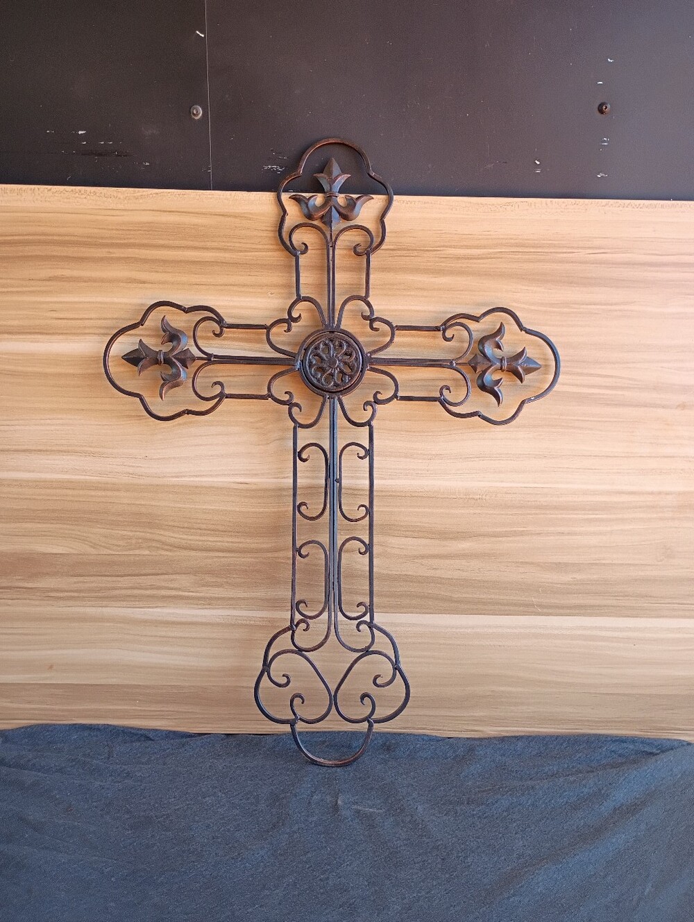 Rustic Iron Wall Cross - Brown Decorative Home Wall Decor